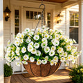 Artificial Hanging Petunia Flowers Basket, Fake Silk Flower for Patio Porch Garden Home Decor