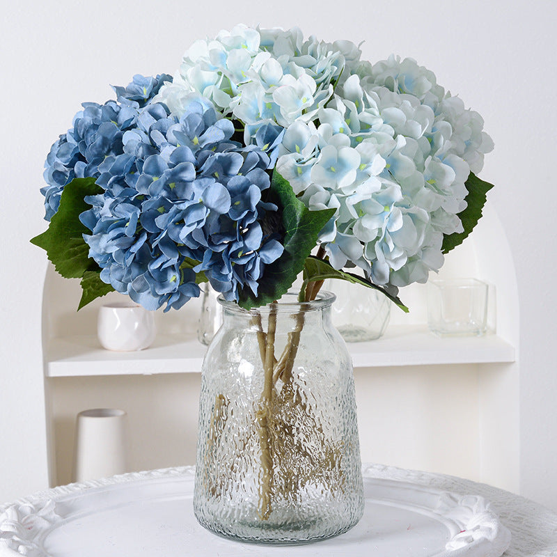 Artificial Hydrangea Single Stem with Leaves, Silk Fake Flowers, Vase Arrangement for Home Decor, Wedding & Party Floral Decoration Product Introduction