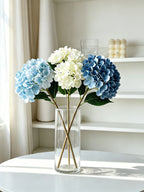 Artificial Hydrangea Single Stem with Leaves, Silk Fake Flowers, Vase Arrangement for Home Decor, Wedding & Party Floral Decoration Product Introduction