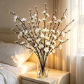 Artificial Plum Blossom Flowers 21.3" Long Stem Fake Wintersweet Silk Faux Flowers for Home Wedding Party Garden Decor, White/Red/Yellow (Vase Not Included)