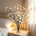 Artificial Plum Blossom Flowers 21.3" Long Stem Fake Wintersweet Silk Faux Flowers for Home Wedding Party Garden Decor, White/Red/Yellow (Vase Not Included)