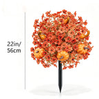 Artificial Fall Pumpkin Eucalyptus Plant Stake, 22 Inch Faux Autumn Floral Pick for Halloween Thanksgiving Garden Porch Decor