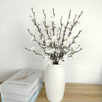 Artificial Plum Blossom Flowers 21.3" Long Stem Fake Wintersweet Silk Faux Flowers for Home Wedding Party Garden Decor, White/Red/Yellow (Vase Not Included)