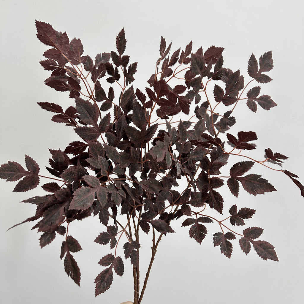 Faux Cimicifuga Spray Stem, Dark Burgundy Artificial Leaf Branch for Wedding, Table Centerpiece & Aesthetic Home Decor