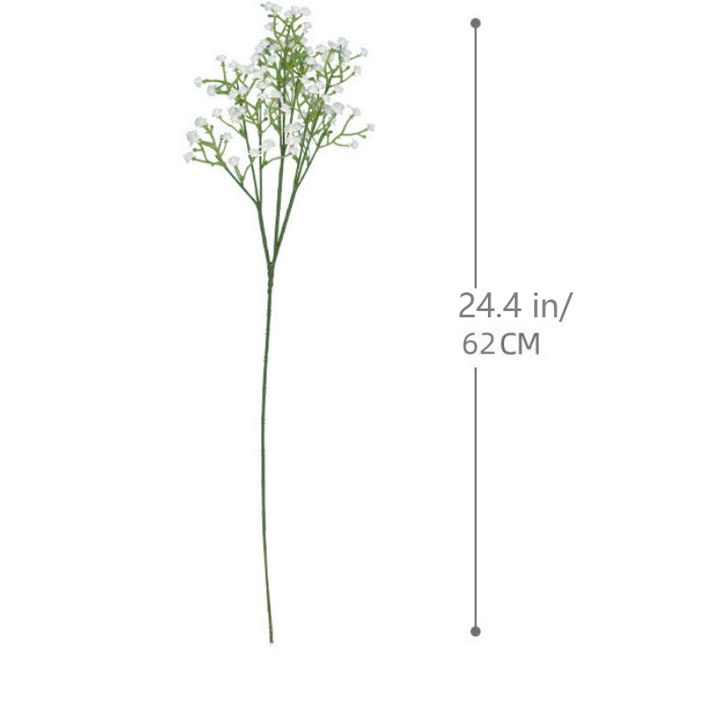 Artificial Baby's Breath Gypsophila Stem, Real Touch Plastic White Faux Flowers for Wedding Bouquet, Home Table Floral Decor, 24.4" Tall