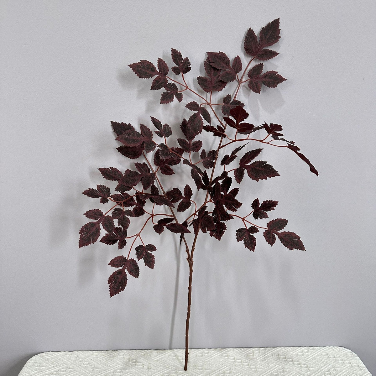 Faux Cimicifuga Spray Stem, Dark Burgundy Artificial Leaf Branch for Wedding, Table Centerpiece & Aesthetic Home Decor