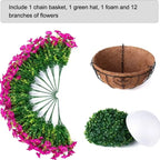 Artificial Hanging Petunia Flowers Basket, Fake Silk Flower for Patio Porch Garden Home Decor