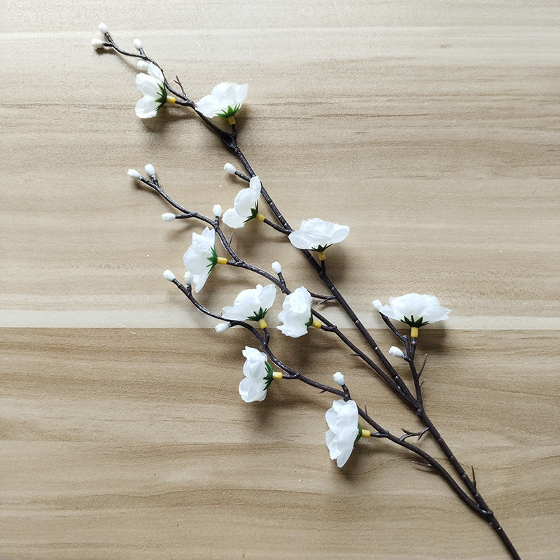Artificial Plum Blossom Flowers 21.3" Long Stem Fake Wintersweet Silk Faux Flowers for Home Wedding Party Garden Decor, White/Red/Yellow (Vase Not Included)