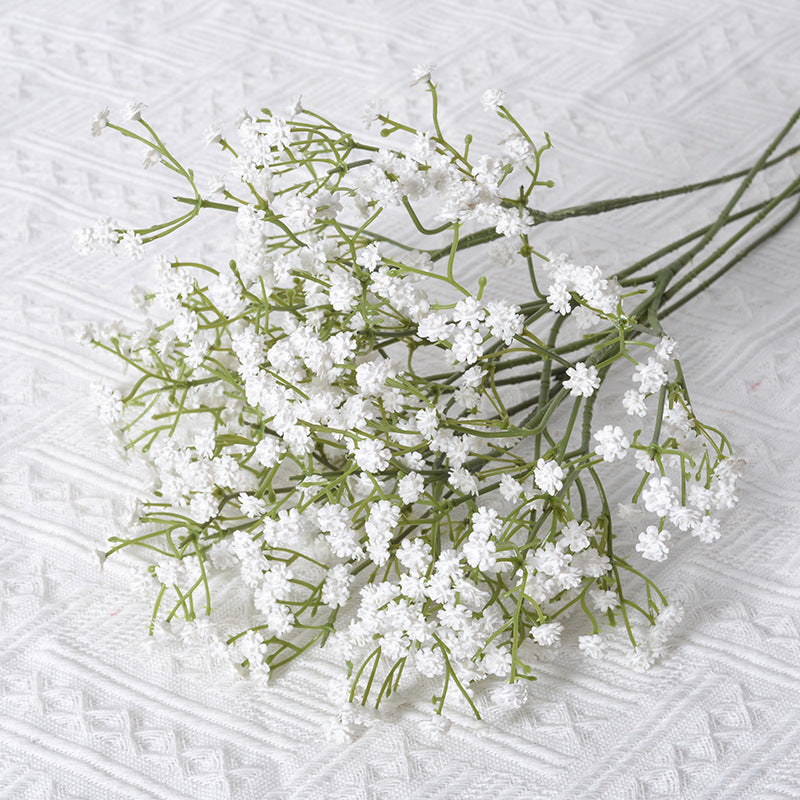 Artificial Baby's Breath Gypsophila Stem, Real Touch Plastic White Faux Flowers for Wedding Bouquet, Home Table Floral Decor, 24.4" Tall