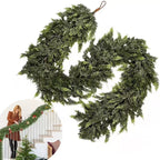 Christmas Artificial Cypress Garland, Waterproof Faux Cedar Greenery Garland for Holiday Home Decoration