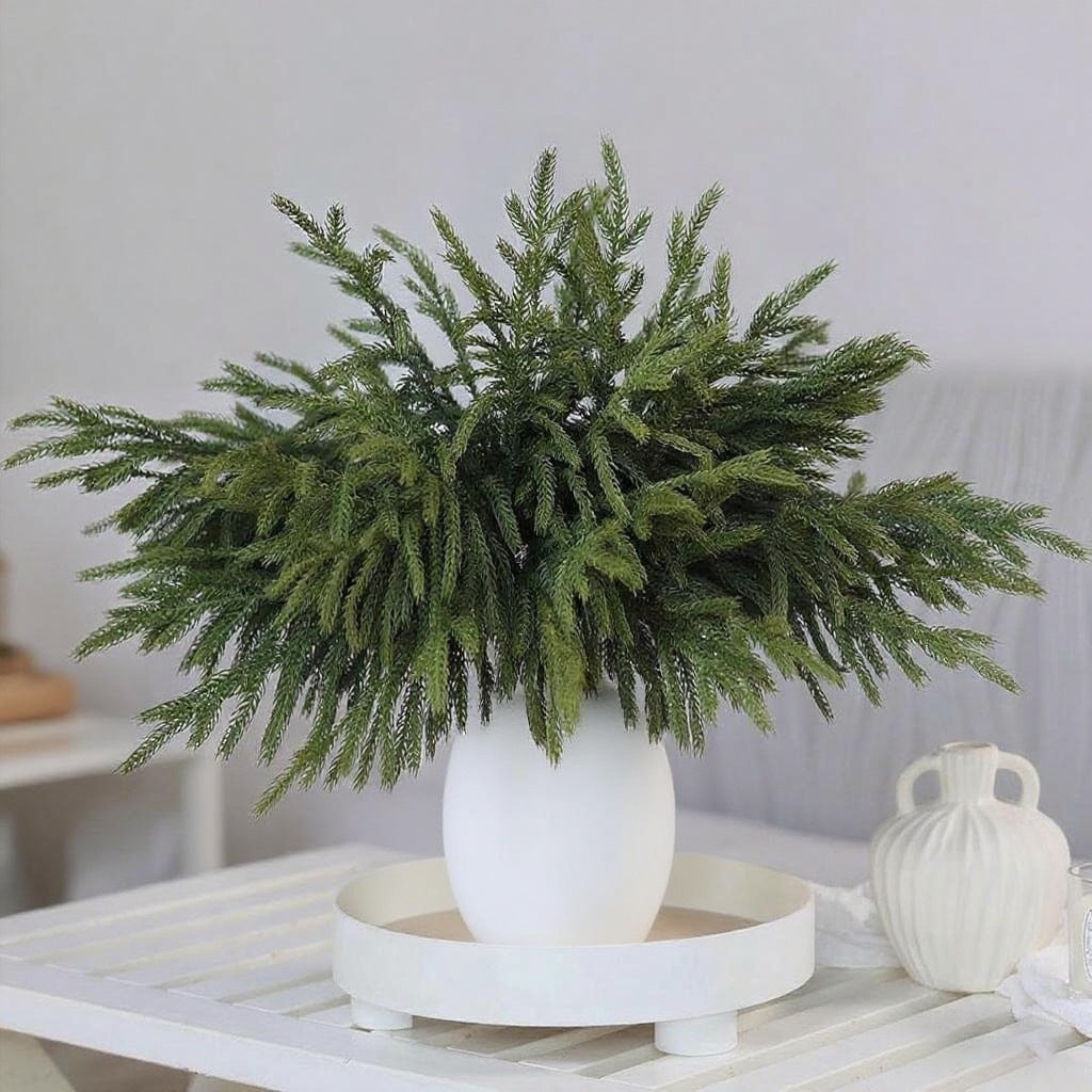 Artificial Norfolk Pine Stems, Real Touch Faux Pine Branches for Christmas & Holiday Home Decor
