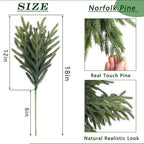 Artificial Norfolk Pine Stems, Real Touch Faux Pine Branches for Christmas & Holiday Home Decor