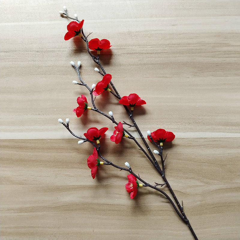 Artificial Plum Blossom Flowers 21.3" Long Stem Fake Wintersweet Silk Faux Flowers for Home Wedding Party Garden Decor, White/Red/Yellow (Vase Not Included)