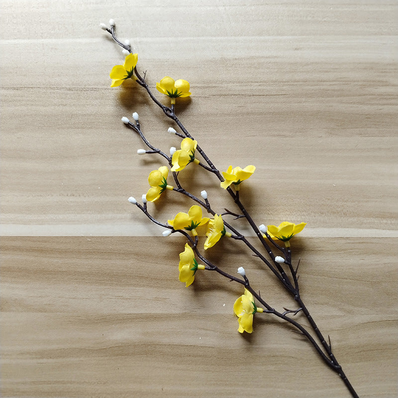 Artificial Plum Blossom Flowers 21.3" Long Stem Fake Wintersweet Silk Faux Flowers for Home Wedding Party Garden Decor, White/Red/Yellow (Vase Not Included)