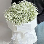 Artificial Baby's Breath Gypsophila Stem, Real Touch Plastic White Faux Flowers for Wedding Bouquet, Home Table Floral Decor, 24.4" Tall