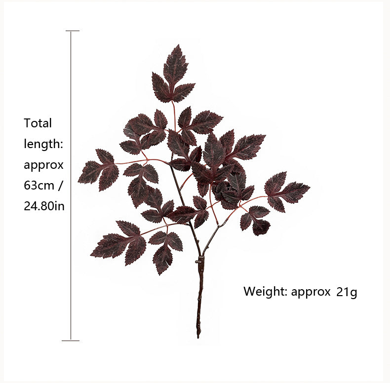 Faux Cimicifuga Spray Stem, Dark Burgundy Artificial Leaf Branch for Wedding, Table Centerpiece & Aesthetic Home Decor