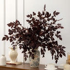 Faux Cimicifuga Spray Stem, Dark Burgundy Artificial Leaf Branch for Wedding, Table Centerpiece & Aesthetic Home Decor