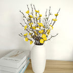 Artificial Plum Blossom Flowers 21.3" Long Stem Fake Wintersweet Silk Faux Flowers for Home Wedding Party Garden Decor, White/Red/Yellow (Vase Not Included)