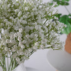 Artificial Baby's Breath Gypsophila Stem, Real Touch Plastic White Faux Flowers for Wedding Bouquet, Home Table Floral Decor, 24.4" Tall