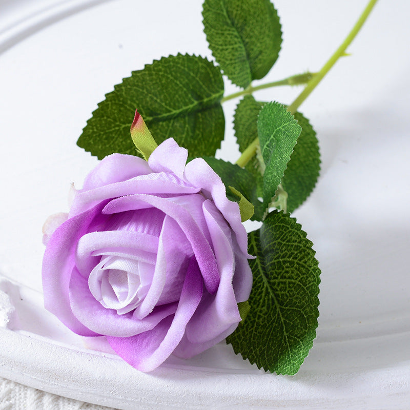 Artificial Velvet Rose Stem, 51cm Realistic Faux Rose with Bendable Wire Stem for Wedding Bouquet & Home Vase Decor