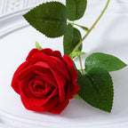 Artificial Velvet Rose Stem, 51cm Realistic Faux Rose with Bendable Wire Stem for Wedding Bouquet & Home Vase Decor