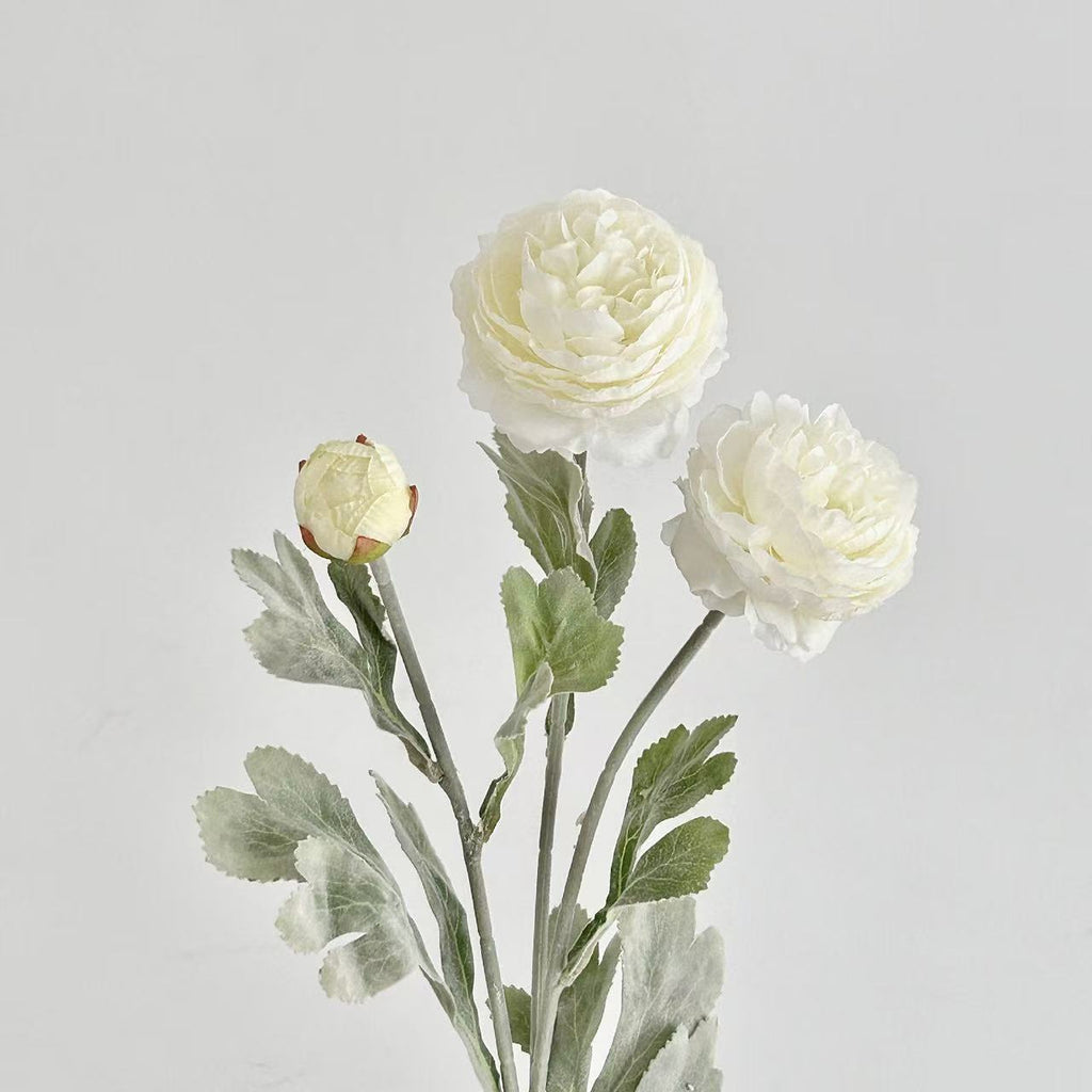 Artificial Peony & Ranunculus Bouquet, White Green / Pink Purple / Rose Red / Light Pink, 10 Stems Silk Faux Flowers for Wedding Centerpieces, Farmhouse Home Table Vase Decor, Vase Not Included