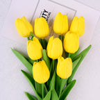 PU Artificial Tulips, Faux Tulip Flowers Bouquet with Bendable Stems, Realistic Fake Tulips for Home Wedding Party Decor, Vase Not Included